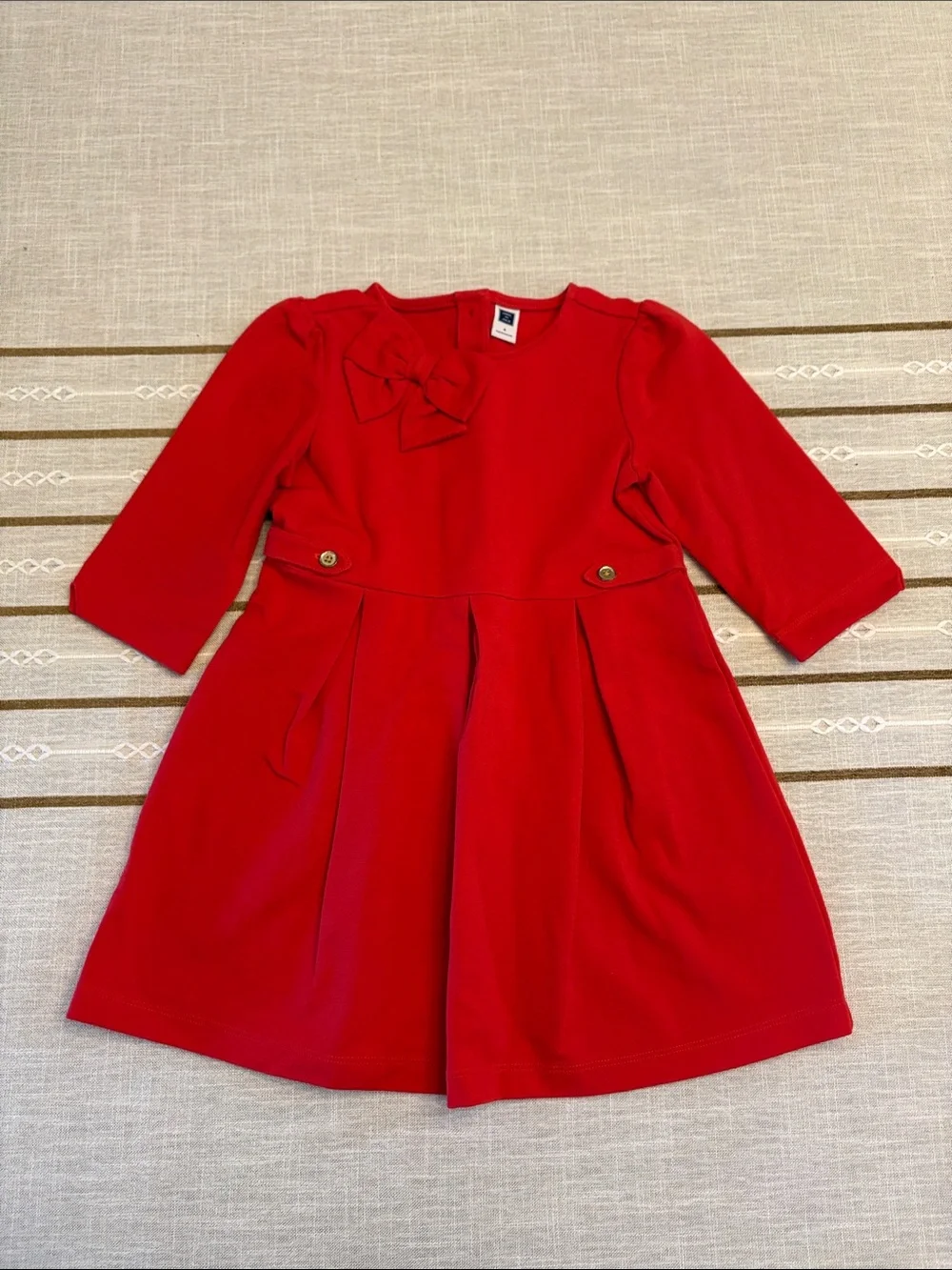 Janie and Jack Red Bow-Front Pleated Dress